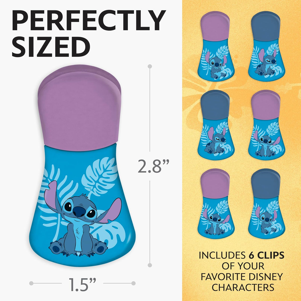 Disney Clips magnéticos para bolsa de chips, S, Stich (verde azulado)
