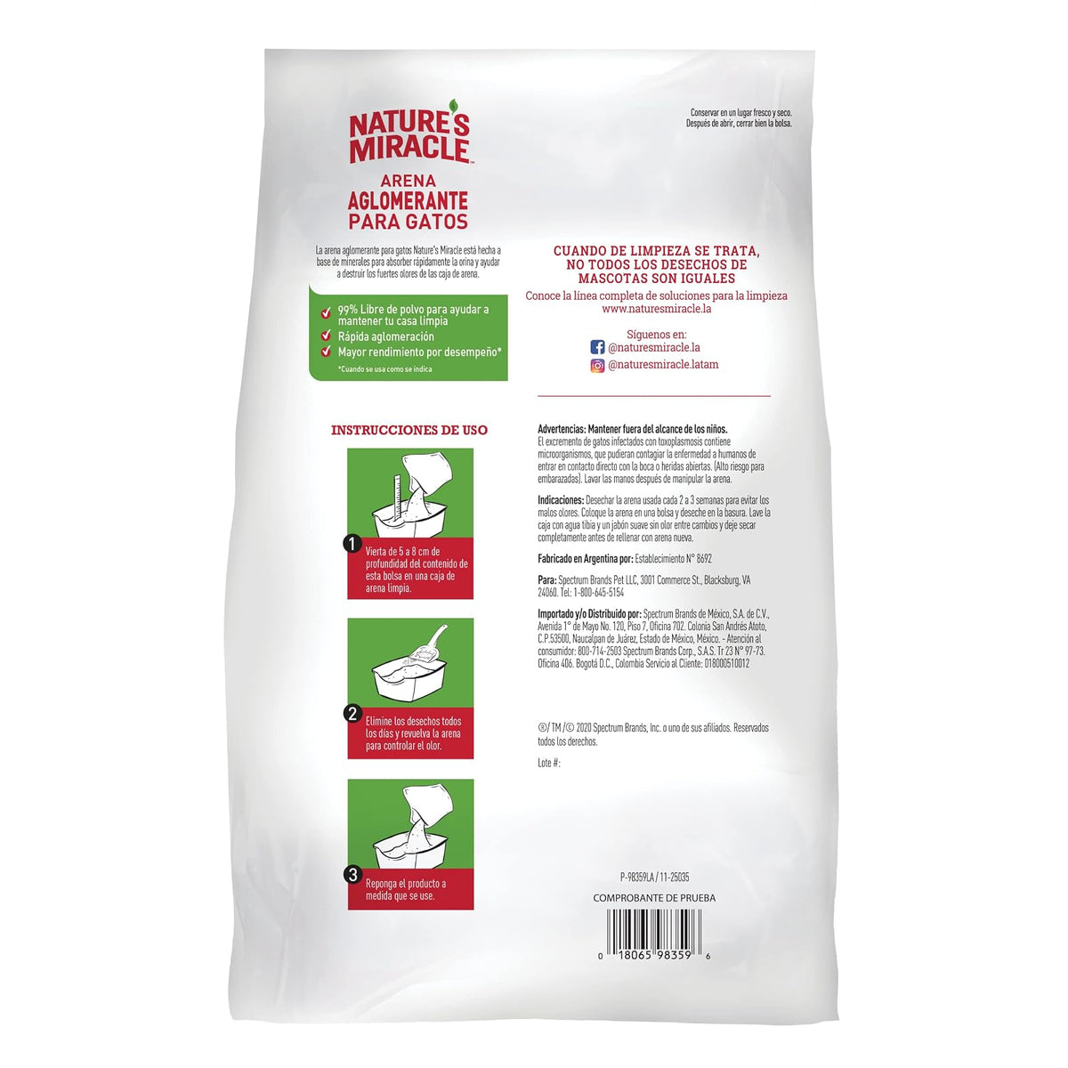 Nature's Miracle Arena para Gato Absorbente 99% sin Polvo Aroma Lavanda 2kg
