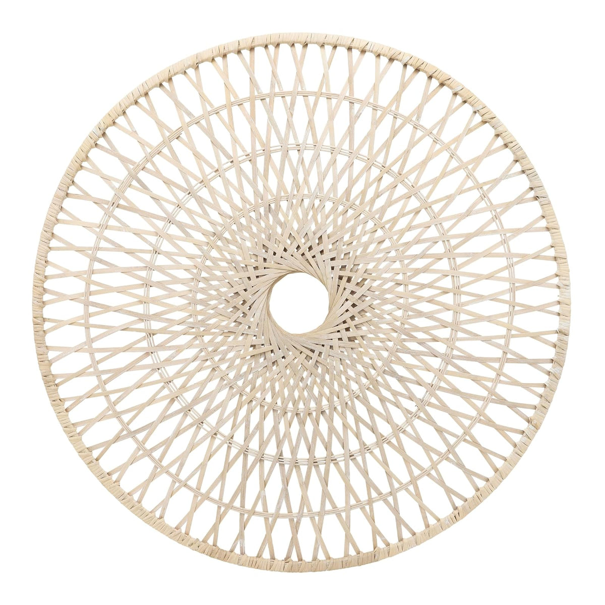 Sagebrook Home Colgante de pared redondo pieza decorativa blanca de 36 pulgadas de ratán tejido de decoración de pared bohemio hecha a mano arte de bambú natural y madera para el hogar