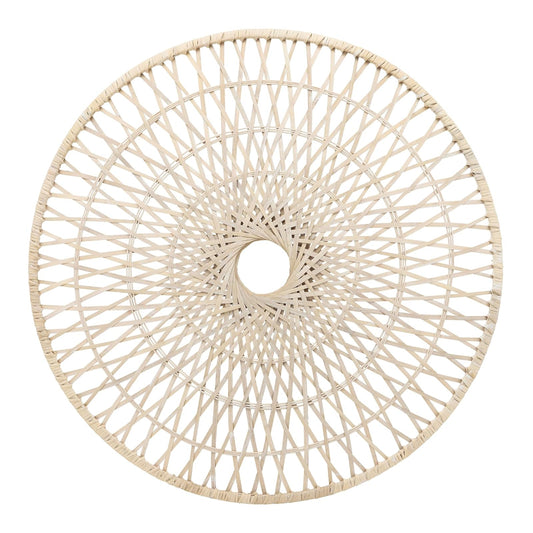 Sagebrook Home Colgante de pared redondo pieza decorativa blanca de 36 pulgadas de ratán tejido de decoración de pared bohemio hecha a mano arte de bambú natural y madera para el hogar
