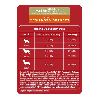 Purina One Dry Perro Adult M/L Meat 4x3.5kg MX