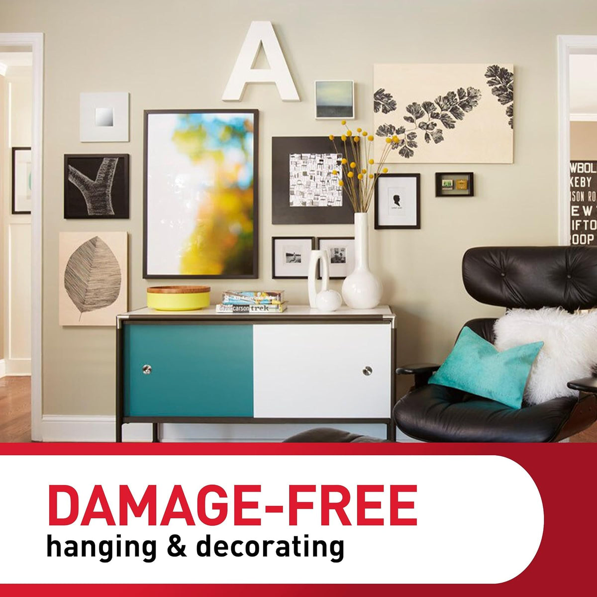 Command Paquete variado de tiras para colgar fotos, sin daños, sin herramientas, tiras para colgar en la pared para espacios de vida, blanco, 2 pares medianos, 6 pares grandes y 8 pares extra grandes