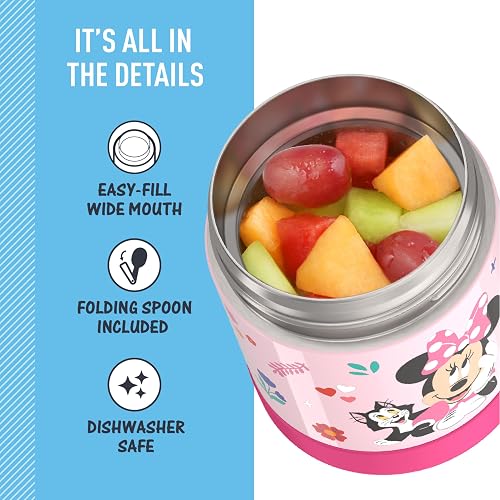 Thermos FUNTAINER - Frasco de acero inoxidable aislado al vacío para niños con cuchara, Minnie preescolar de 10 onzas, F3102MM6