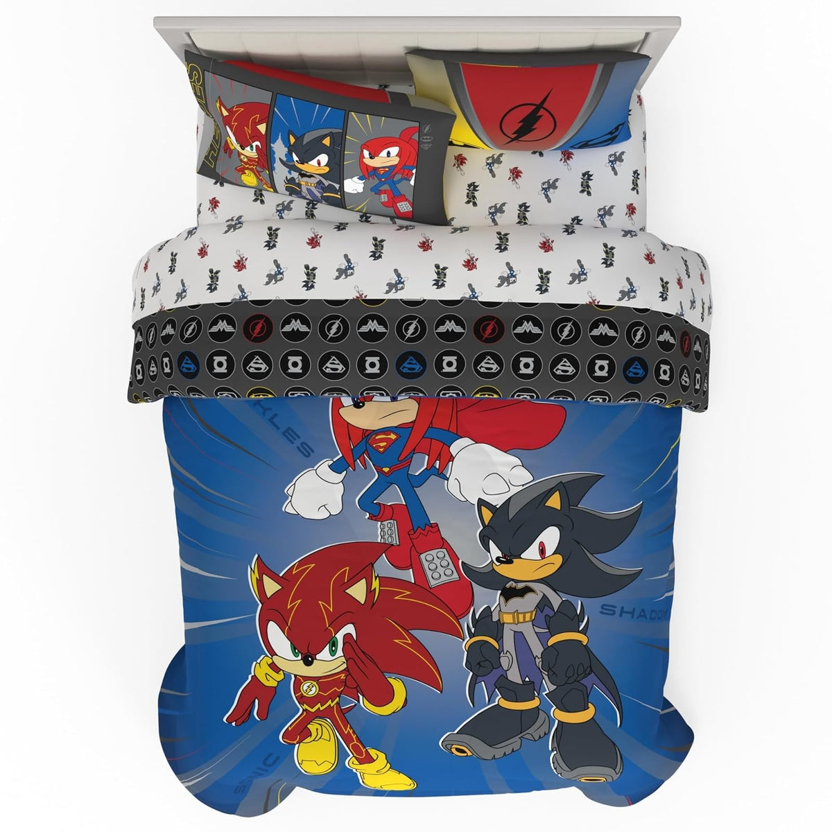 Franco Juego de Ropa de Cama Miffy, Edredón Reversible con Funda - 5 Piece Full Size - DC X Sonic the Hedgehog