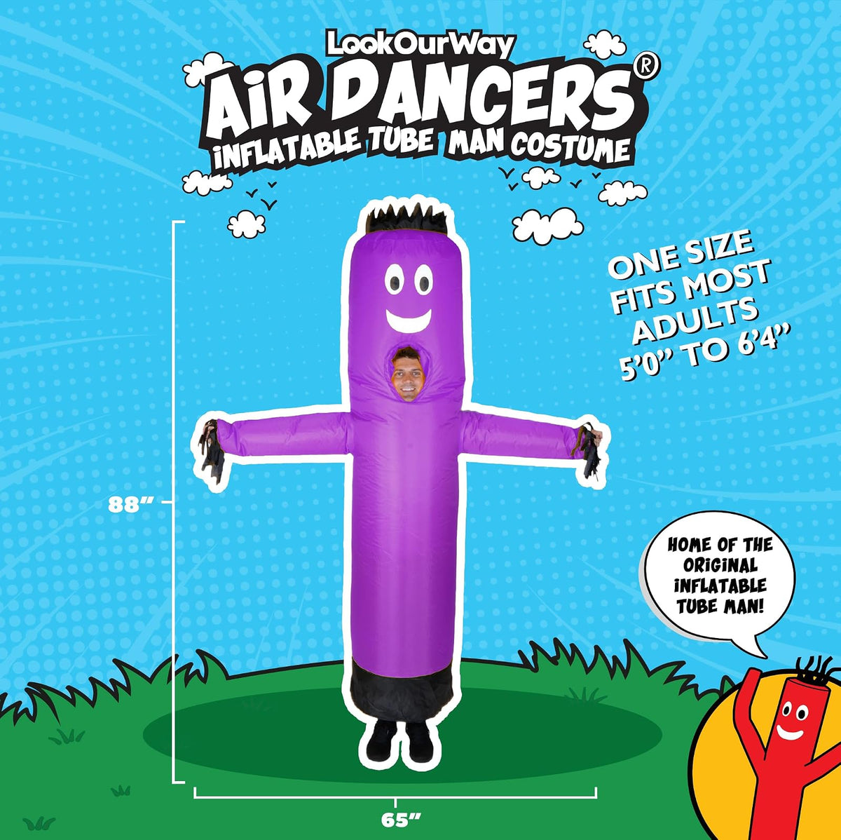 LookOurWay - Disfraz inflable para hombre, diseño de brazo ondulado, divertido disfraz inflable de Halloween para adultos, color morado