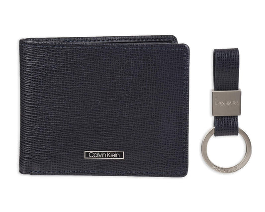Calvin Klein portafolios plegable minimalista RFID de piel para hombre, marino, Talla única