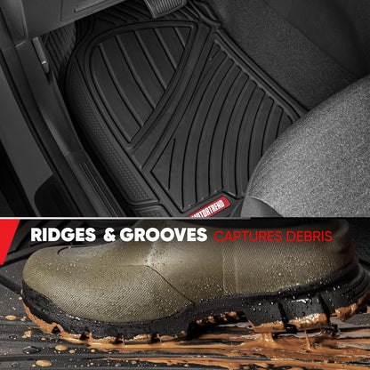 Motor Trend flextough alfombrillas de goma & carga alfombrilla de maletero Set Negro Heavy Duty - sin olor, Extreme Duty (negro)