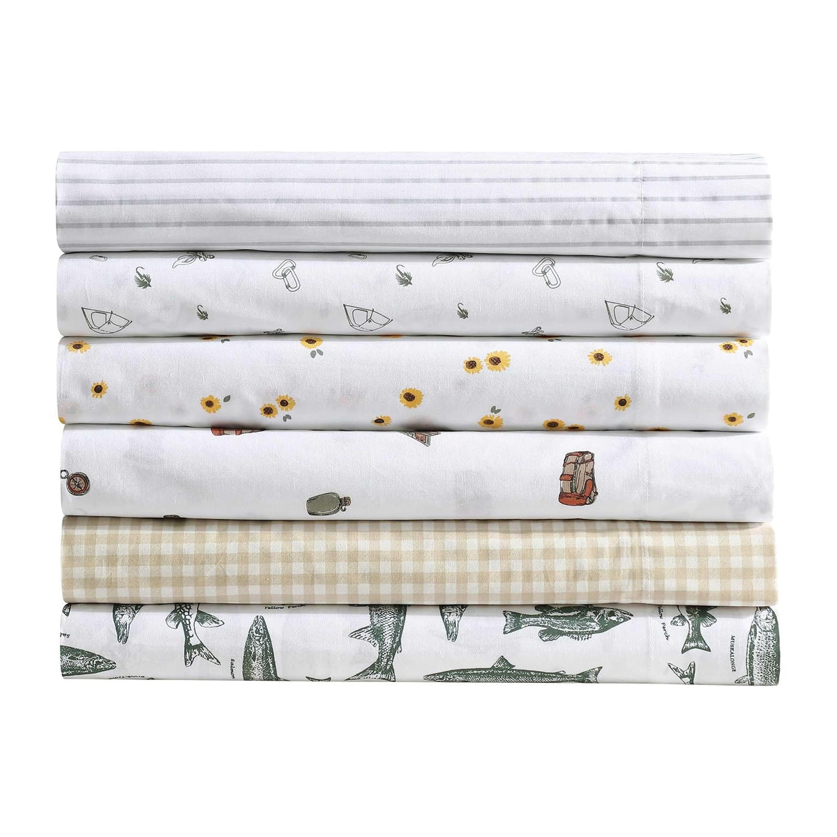 Eddie Bauer - Juego de sábanas, Ropa de Cama de percal de algodón de Lujo con Funda de Almohada a Juego, crujiente y Fresco, Totalmente elástico (Gris Arden, Individual)