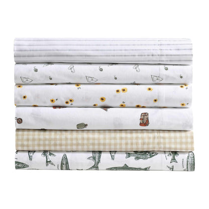Eddie Bauer - Juego de sábanas, Ropa de Cama de percal de algodón de Lujo con Funda de Almohada a Juego, crujiente y Fresco, Totalmente elástico (Gris Arden, Individual)