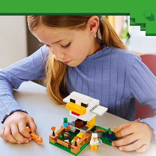 LEGO Minecraft La Granja de Gallinas – Juguete de Construcción para Niñas y Niños Mayores de 7 Años – Set Minecraft con Figuras de Animales y Gallinero – Idea de Regalo – 21585