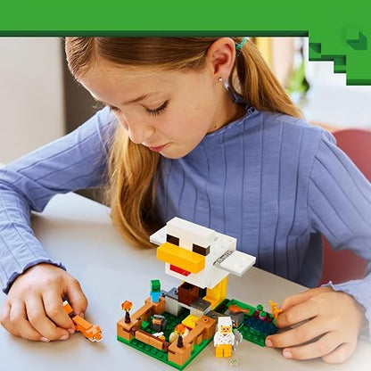 LEGO Minecraft La Granja de Gallinas – Juguete de Construcción para Niñas y Niños Mayores de 7 Años – Set Minecraft con Figuras de Animales y Gallinero – Idea de Regalo – 21585