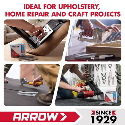 Arrow Fastener 504IP - Grapas T50 resistentes para tapicería, construcción, muebles, manualidades, tamaño de corona de 3/8 pulgadas, longitud de pierna de 1/4 pulgadas, paquete de 5000