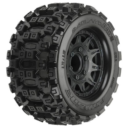 Pro-line Racing 1/10 Badlands MX28 FR/RR 2.8" MT Tires Mounted 12mm Blk Raid (2), PRO1012510