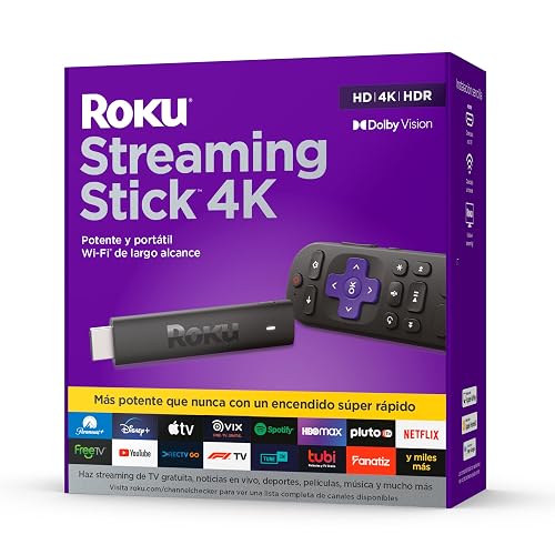 ROKU Streaming Stick 4K | Dispositivo de Streaming 4K/HDR/Dolby Visión con Control Remoto/Compatible con Alexa, Siri y Google | con 12 Meses de Garantía en México