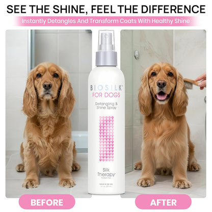 BioSilk Therapy Detangling Plus Shine Protecting Mist for Dogs | Best Detangling Spray For All Dogs and Puppies