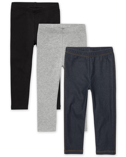 The Children's Place Leggings Capri para niñas pequeñas, Paquete de 3 Leggings para Niñas