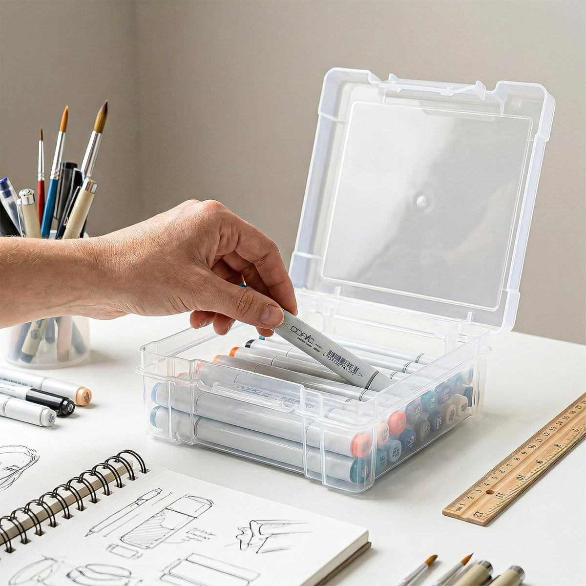ArtBin 6953AB ClearView Caja organizadora de arte y manualidades de 6 x 6 pulgadas, [1] caja de almacenamiento de plástico, transparente
