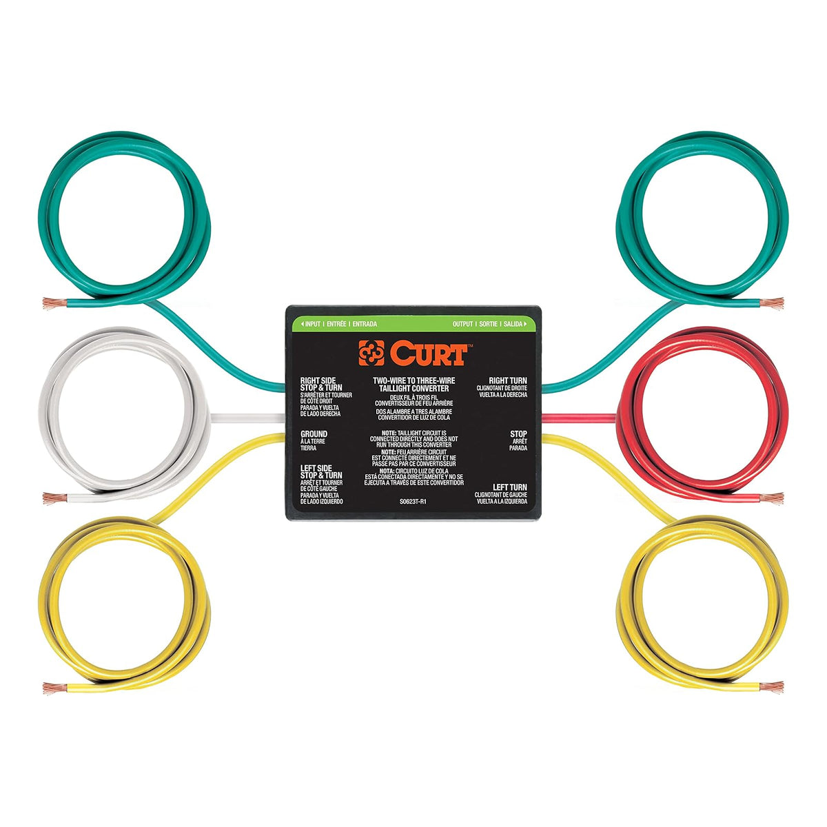 CURT Convertidor de Luz Trasera de Remolque de 2 a 3 Hilos 56196 | Convierte señales combinadas de freno/giro de 2 cables en salidas separadas de freno/giro de 3 cables; remolque de bote