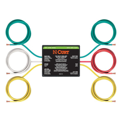 CURT Convertidor de Luz Trasera de Remolque de 2 a 3 Hilos 56196 | Convierte señales combinadas de freno/giro de 2 cables en salidas separadas de freno/giro de 3 cables; remolque de bote