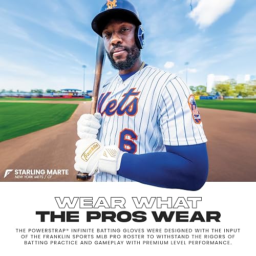 Franklin Sports MLB Guantes de bateo – Infinite Powerstrap béisbol + Softball Guantes de bateo de puño Largo – Guantes de práctica de Jaula para Adultos + jóvenes duraderos – Muñeca Reforzada + Piel