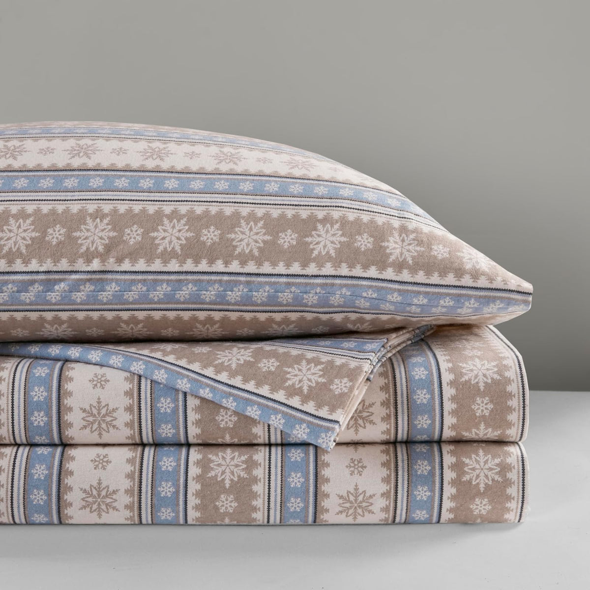 Woolrich - Juego de sábanas de algodón con Estampado de dijes de cabaña, 100% algodón, sábanas cálidas y peludas, tamaño Queen, Bolsillo Ajustado para colchones de hasta 14 Pulgadas, Copo de Nieve