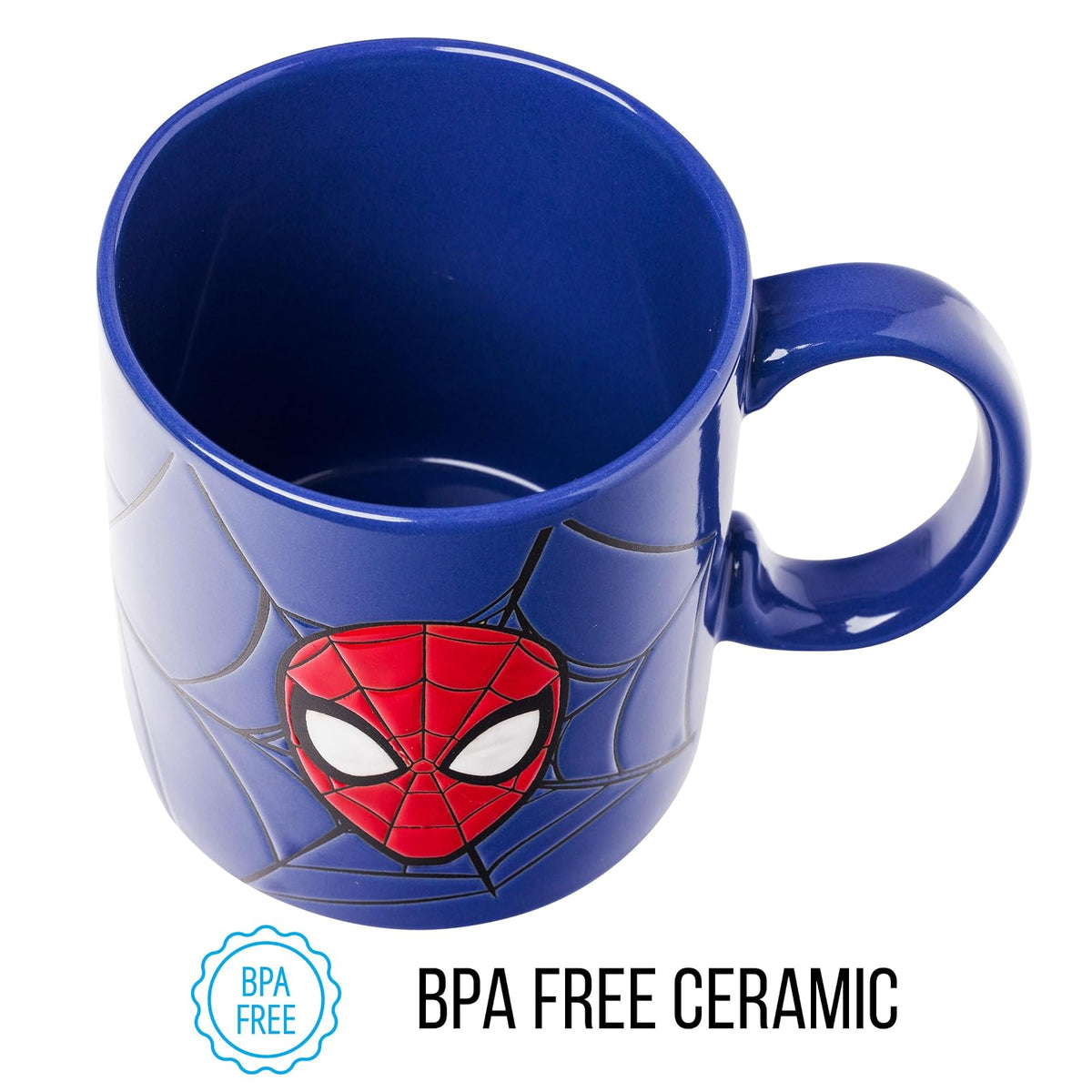 Silver Buffalo Marvel Comics - Taza de cerámica resistente a la cera de Spiderman, 20 onzas, azul/multi, 20 onzas