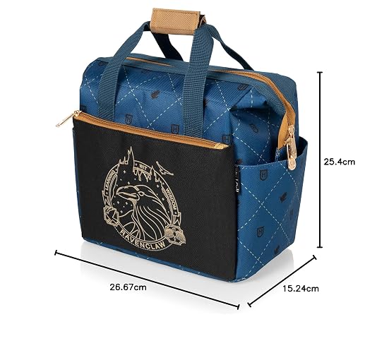 ONIVA - a Picnic Time brand Go, Soft Cooler Box Lonchera aislada, 10 x 6 x 10.5, Harry Potter Ravenclaw - Negro con detalles azules