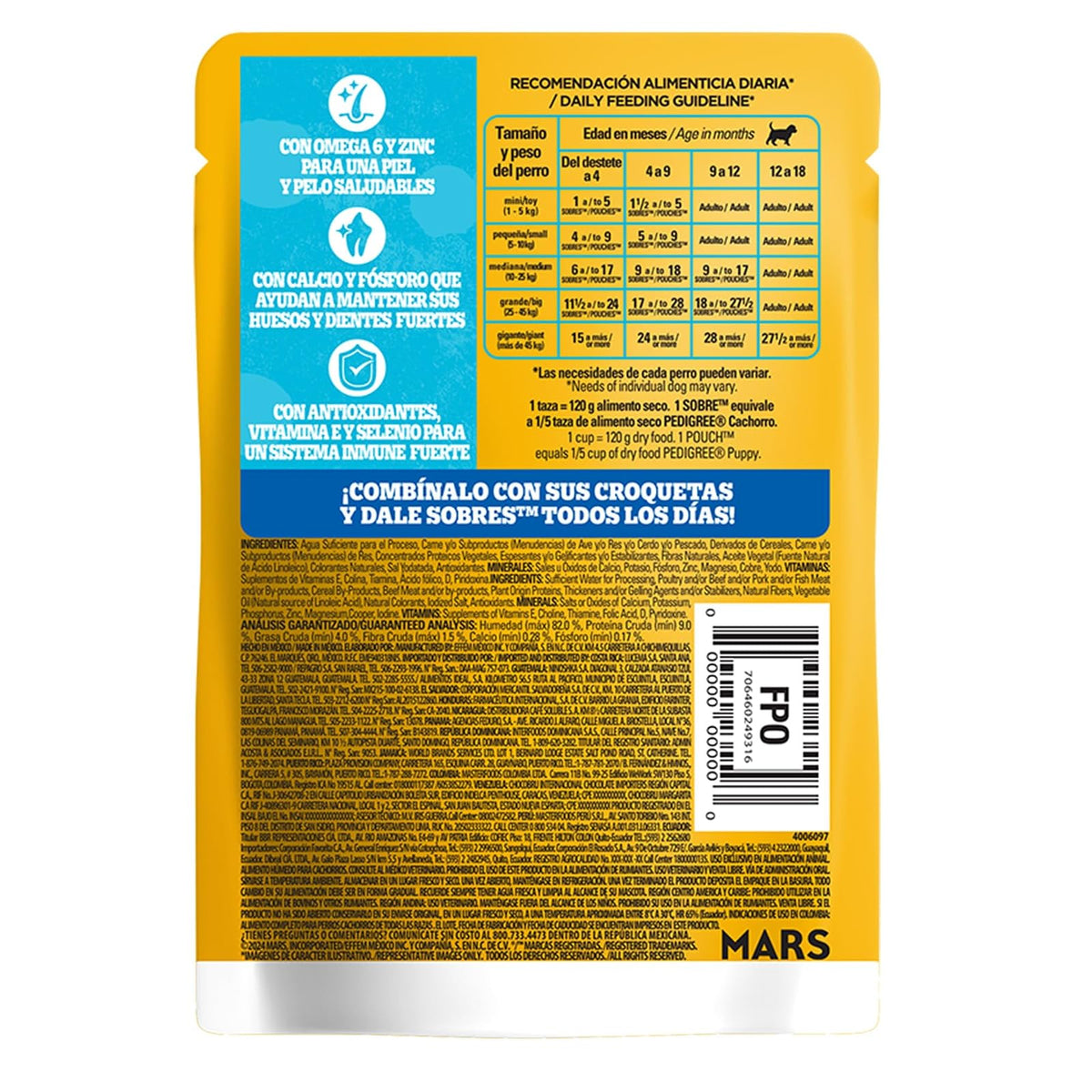 Pedigree - Sobres para Perro Cachorro, Res En Filetes, Nutrición para tu Mascota, Proteínas y Fibras, 24 Sobres