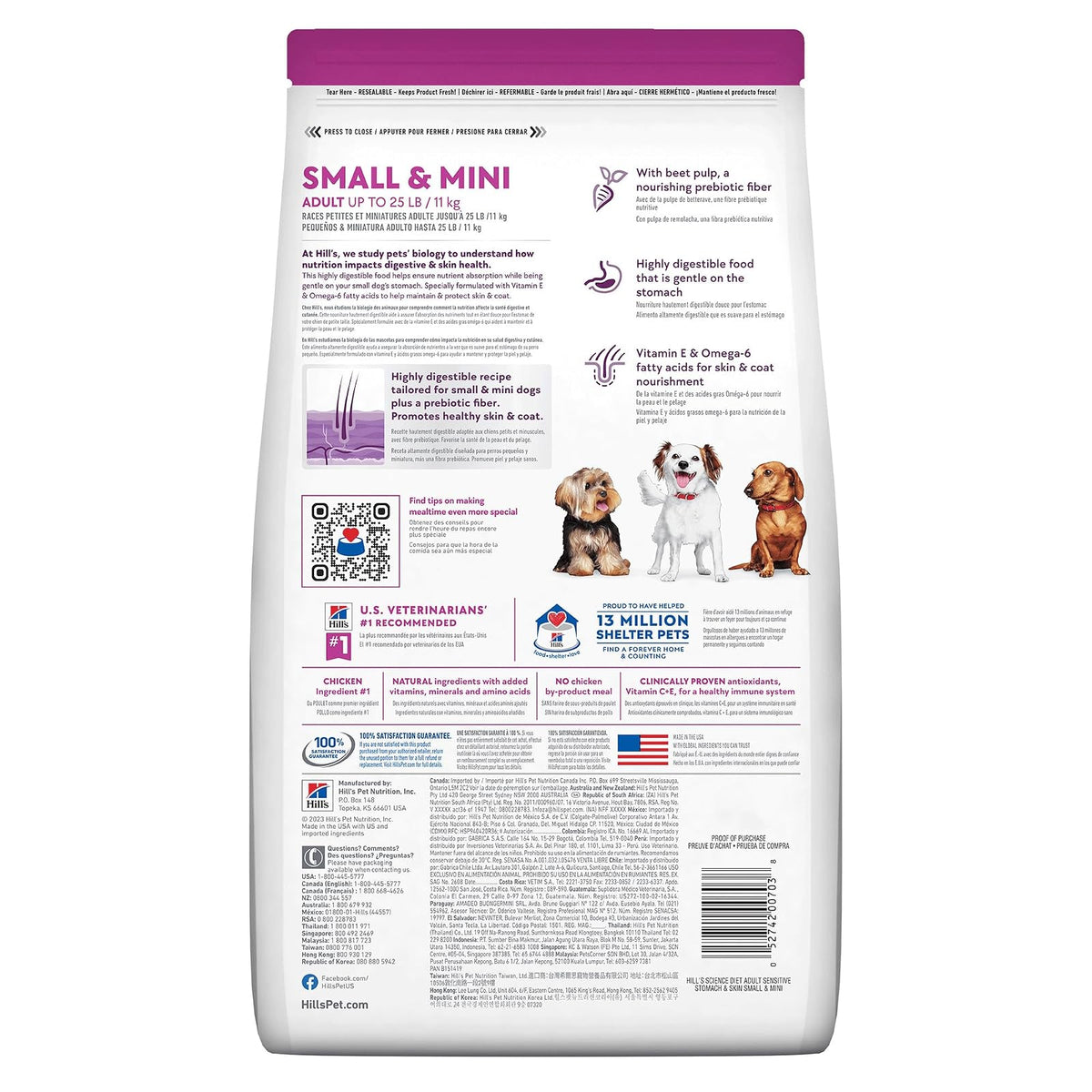 Hill's Science Diet Small Mini Croquetas para Perro Piel Sensible 6.8Kg | Croquetas Hill's para perro, pollo real, razas pequeñas, piel y estómago sensible, alta digestibilidad, barrera cutánea sana