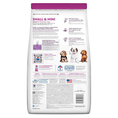 Hill's Science Diet Small Mini Croquetas para Perro Piel Sensible 6.8Kg | Croquetas Hill's para perro, pollo real, razas pequeñas, piel y estómago sensible, alta digestibilidad, barrera cutánea sana