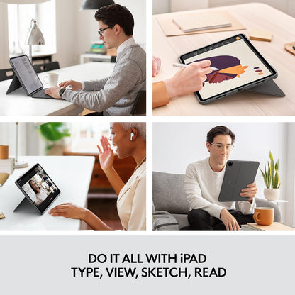 Logitech Funda con Teclado para Touch iPad Pro 12.9 Pulgadas (5a. gnrcn - 2021) - Teclado Retroiluminado con Soporte, Trackpad Click-Anywhere, Smart Connector - Gris