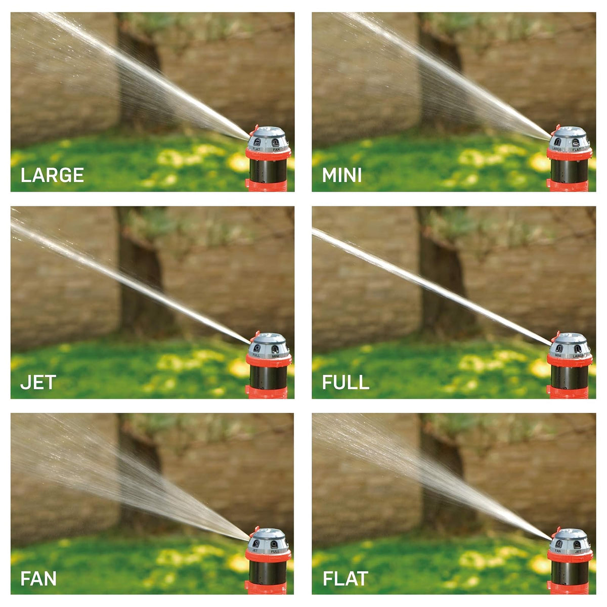 Eden 96122 - Aspersor de jardín de 6 Patrones de Metal Ajustable para Patio con Juego de iniciación de conexión rápida, Aguas de hasta 85 pies de diámetro