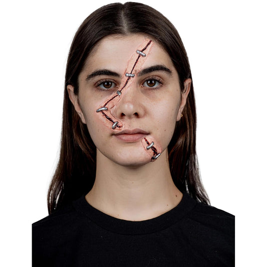 Ghoulish Productions Aplicaciones De Látex Stapled Woman, Efectos para Cosplay Cicatriz en la Cara FX para Disfraz, Protesis de Cicatriz ideal para Disfraz Halloween y Fiestas Temáticas