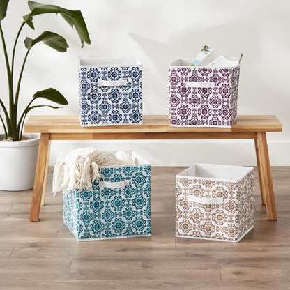 DII Cajas de Almacenamiento de Tela para guardería, oficinas, y organización del hogar, Desplaza, Nautical Blue, 11" Small - Set of 2, 1