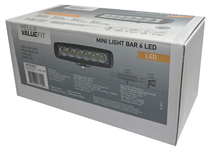 Hella Mini Barra Auxiliar de 6 LED con Soportes con Torni l lería Inoxidable, 357203001