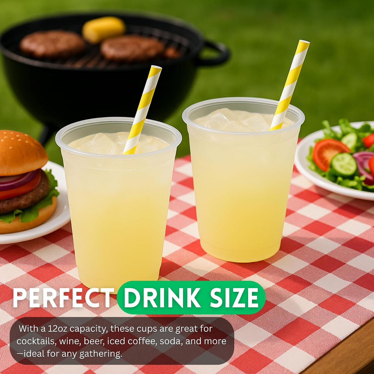 Concession Essentials - Vasos de plástico Frost Flex de 12 onzas, vasos reutilizables inastillables para fiestas, bodas y eventos, paquete de 50
