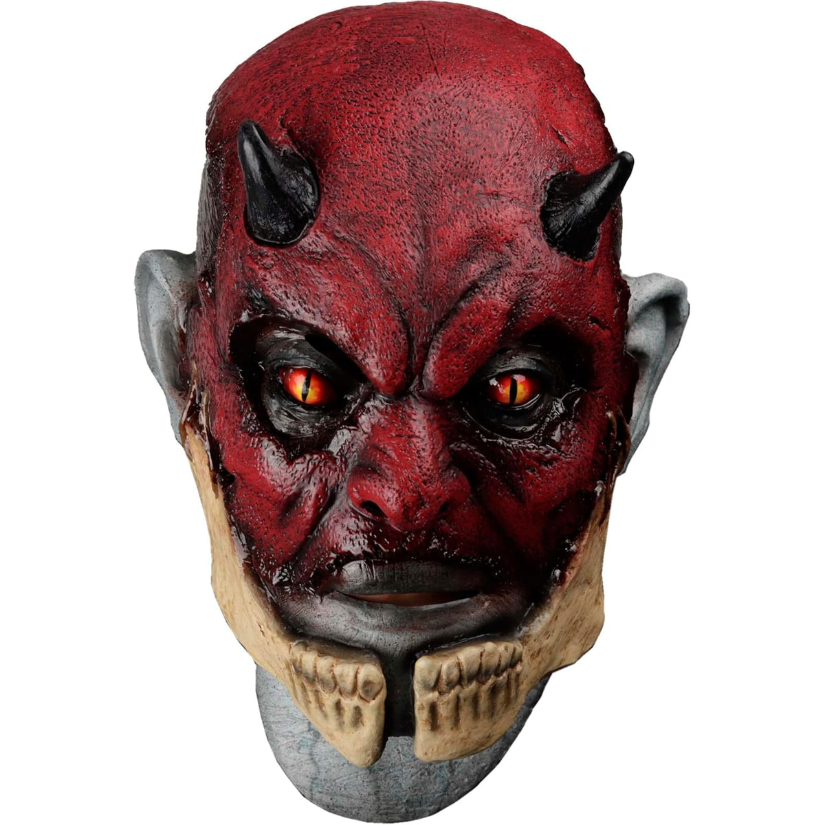 Ghoulish Productions Máscara De Látex Cracked Evil, Accesorio Látex Cosplay Demonio Rojo, Disfraz Aterrador para Halloween y Fiestas Temáticas, Cosplay Monstruo Maldito, Diseño Artesanal