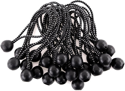 Kotap BB-6B - Cuerda elástica de Bola, Resistente y versátil, Negro, Paquete de 50