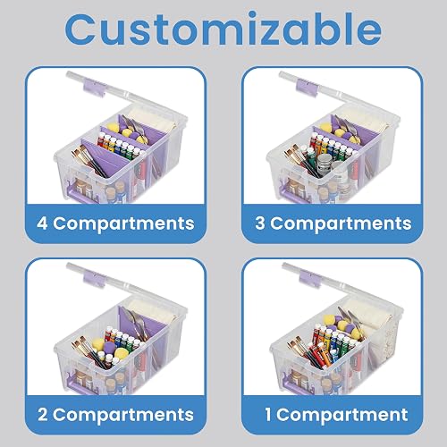 ArtBin - Organizador portátil de manualidades con 3 divisores, estuche de almacenamiento de plástico transparente para suministros de arte y manualidades