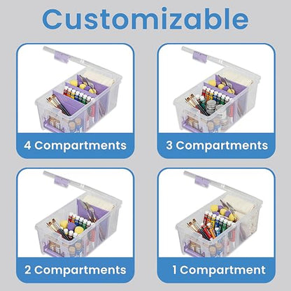 ArtBin - Organizador portátil de manualidades con 3 divisores, estuche de almacenamiento de plástico transparente para suministros de arte y manualidades
