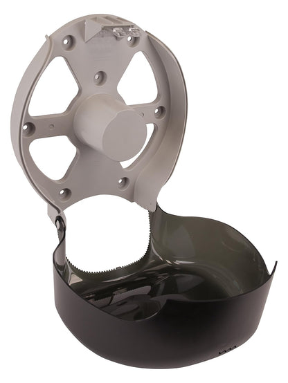 Tork 66TR Jumbo Bath Tissue Roll Dispenser, 9 inch, Plastic, 12" Height x 10.63" Width x 5.75" Depth, Smoke (Case of 1) For use with Tork TJ0912A, TJ0921A, TJ0922A, TJ0924