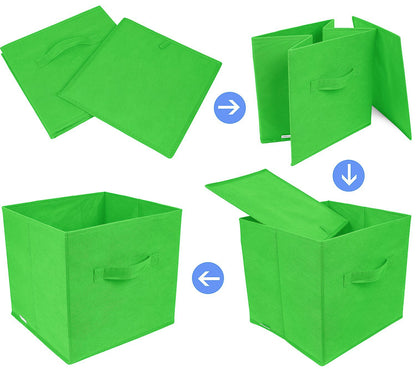 Greenco GRC2363 Foldable Non, Woven Fabric Storage Cubes, 6 Pack, Green