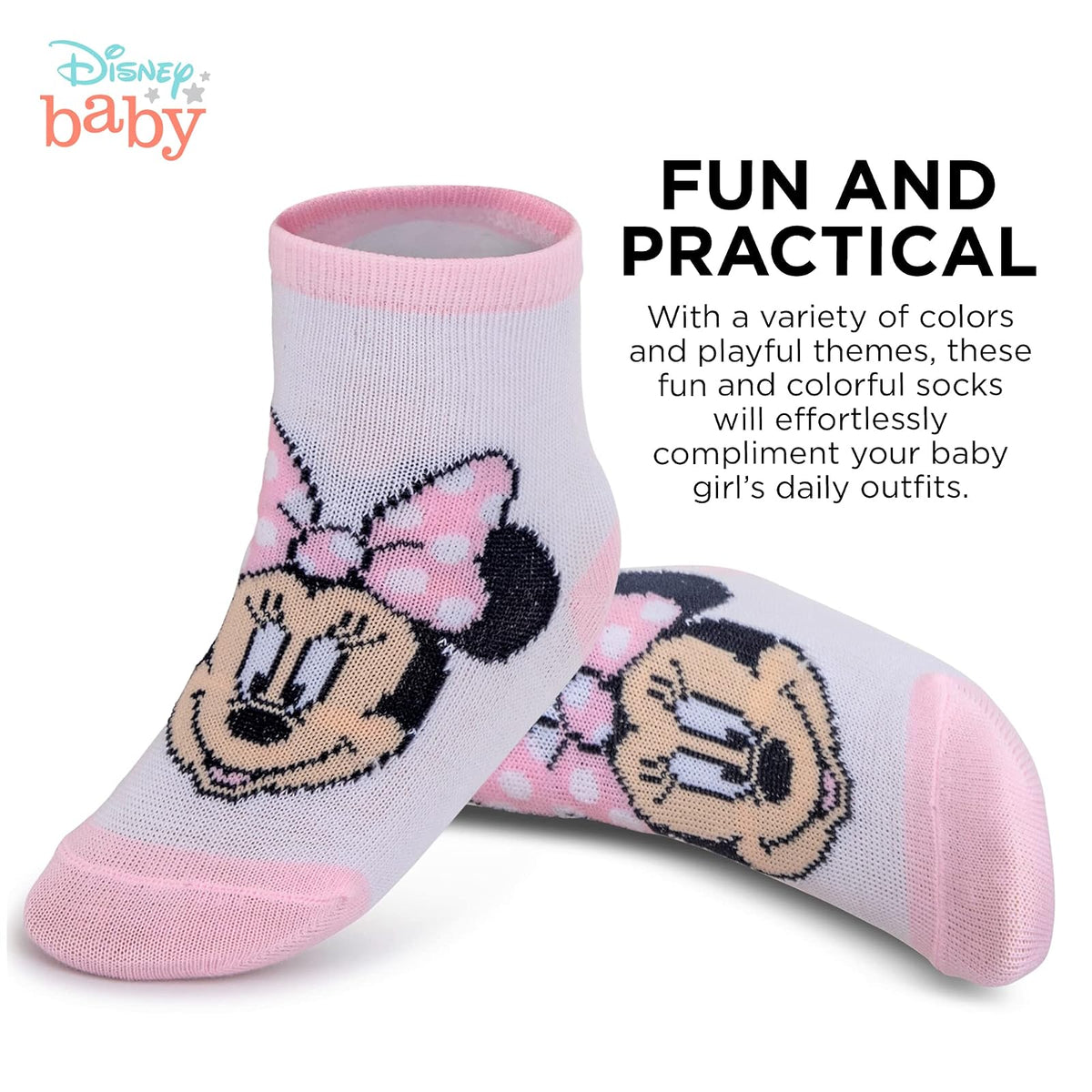 ABG Accessories Baby Girls & Boys Minnie Mouse, Mickey Mouse, Baby Shark, Justice League 10-pack Infant Sock 0-24 Months Calcetines para bebé bebés niñas