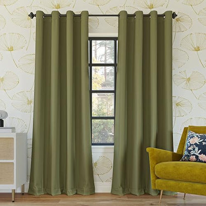 Sun Zero Nordic - Paquete de 2 Cortinas Opacas con Ojales de Grado Teatro, 132 x 213 cm, Color Verde Salvia