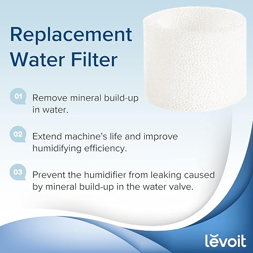 LEVOIT - Filtros de repuesto para humidificador de relleno superior, captura partículas para mejorar la eficiencia de humidificación, blanco, 18 x 24, 10 unidades (paquete de 1)