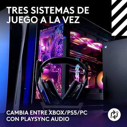 Logitech G Astro A50 Lightspeed Audífonos con micrófono inalámbricos para Juegos + estación Base (Gen 5), Pro-G Graphene, USB-C a Xbox, PS5, PC/Mac o Nintendo Switch, Bluetooth - Negro