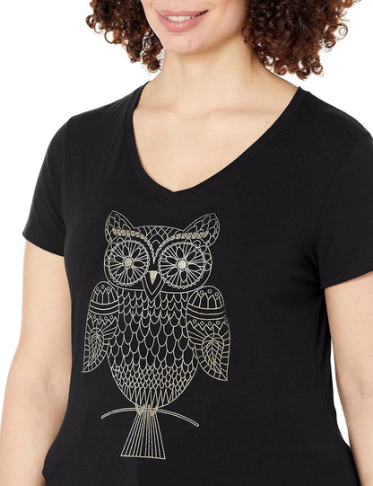 Hanes - Playera de Manga Corta con Cuello en V para Mujer