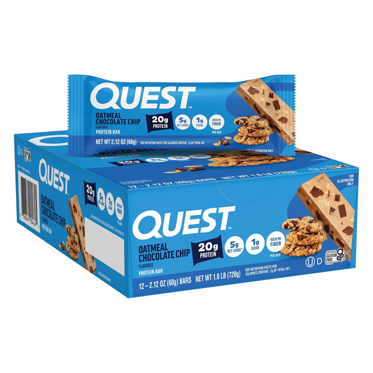 Quest Nutrition QuestBar Barra de Proteína Caja con 12 Piezas - Oatmeal Chocolate Chip