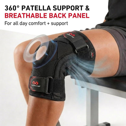 McDavid rodillera apoyo y compresión rodillera W/lado se mantiene y Cross correas para estabilidad de la rodilla, tendón rotuliano soporte, tendinitis alivio del dolor, recuperación y prevención de lesiones moderada, para hombres y mujeres, Negro, XX-Larg
