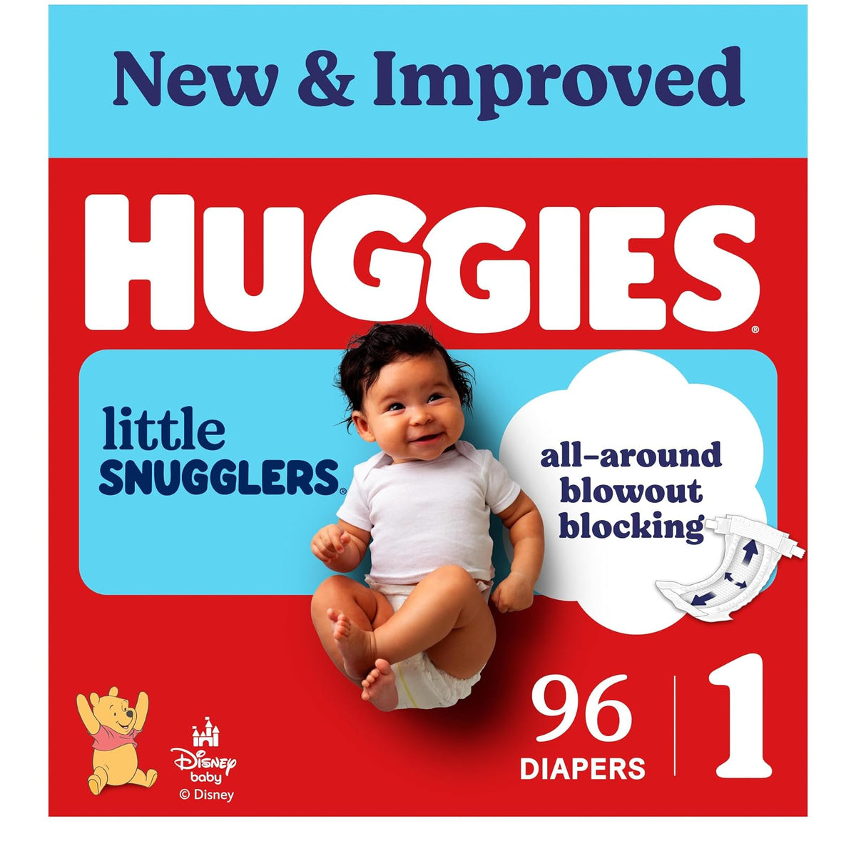 Huggies Little Snugglers Pañales Desechables para Bebé - Talla 1 (96 Unidad) - ANTIGUO